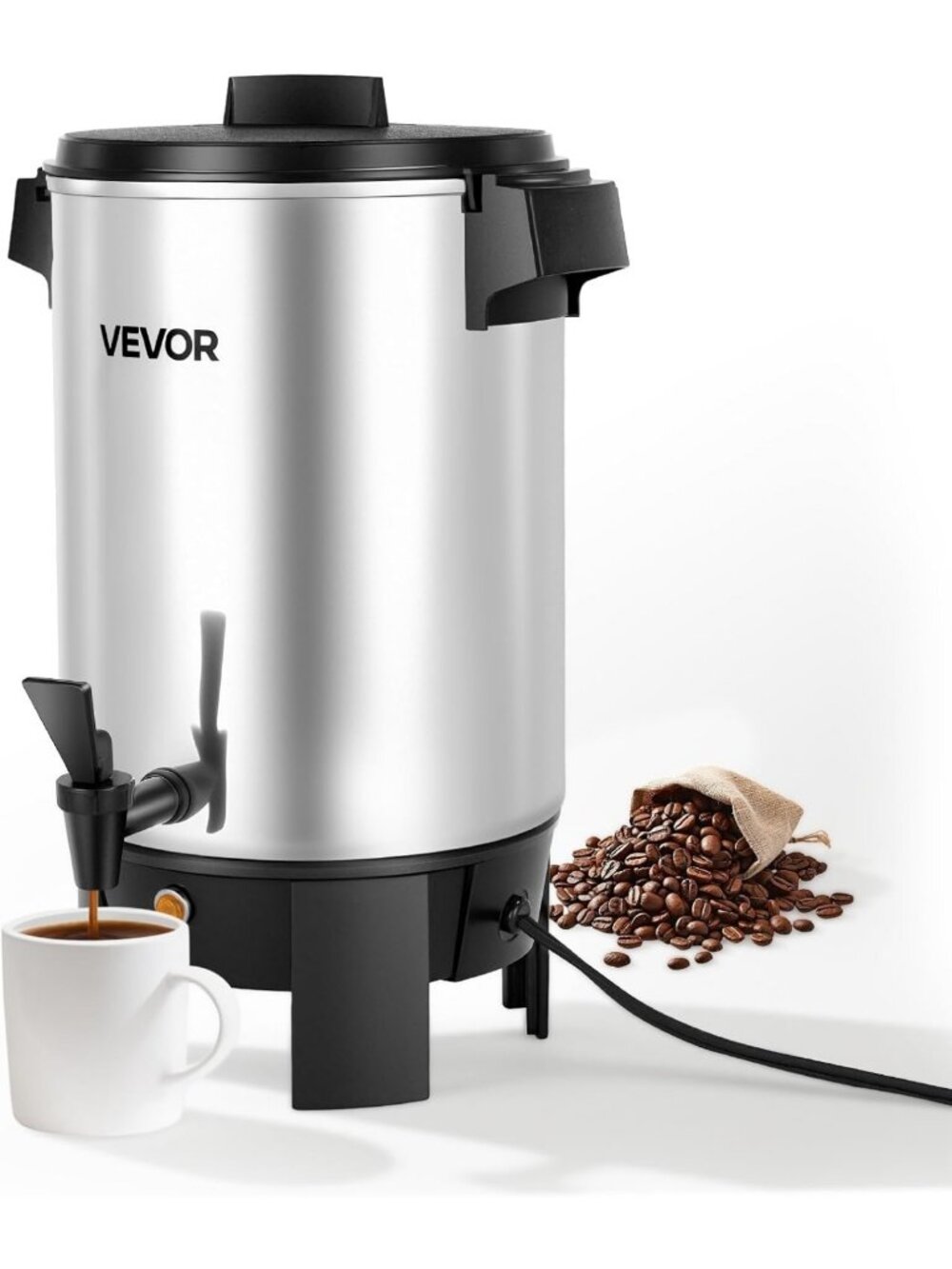 30-Cup Commercial Coffee Urn, 4.8 Qt Hot Beverage Dispenser, Fast Brewing